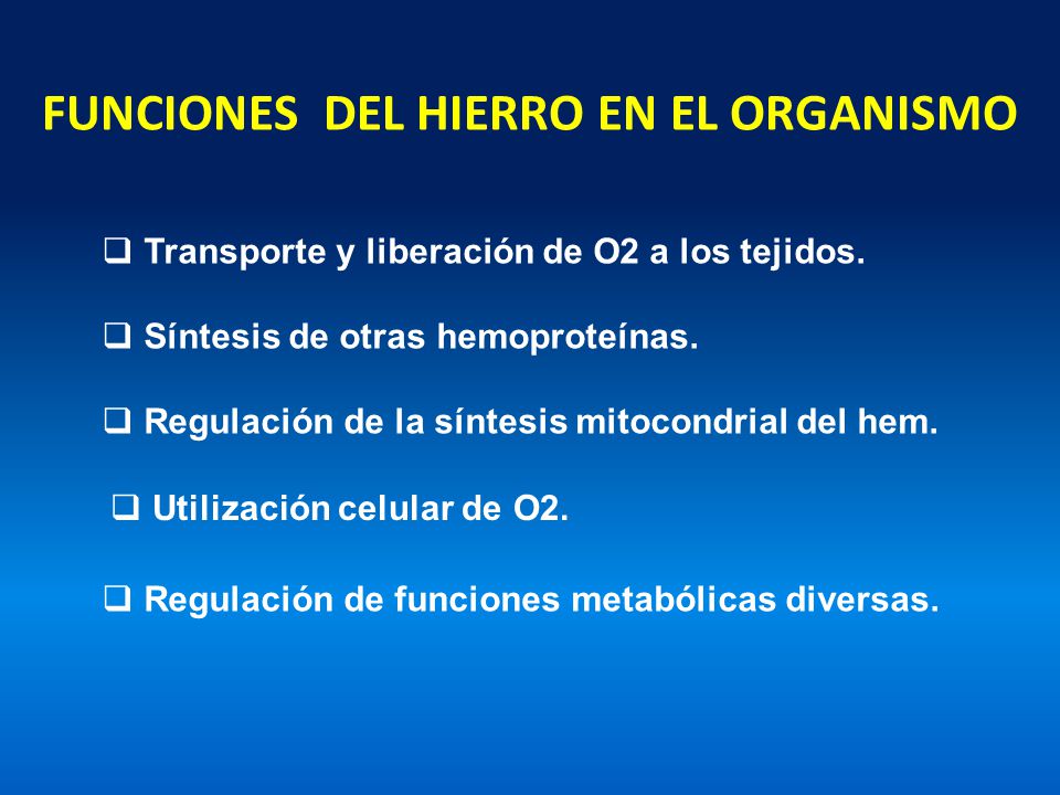 Funciones del hierro en el organismo